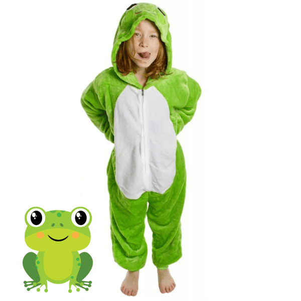 Børnepyjamas frø heldragt kigurumi børneudklædning 122-128 Heldragt til børn 001pcN frø - 122-128