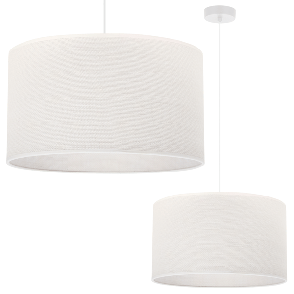 VALKOINEN JUUTTIRIIPPUVALAISIN, 1 LITTEÄ VALKOINEN VARJOSTIN, 40 CM, E27