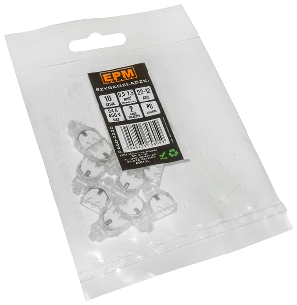 PIKALIITIN 2*0.5-2.5MM2 LÄPINÄKYVÄ/VALKOINEN 10 KPL - E-650-0220