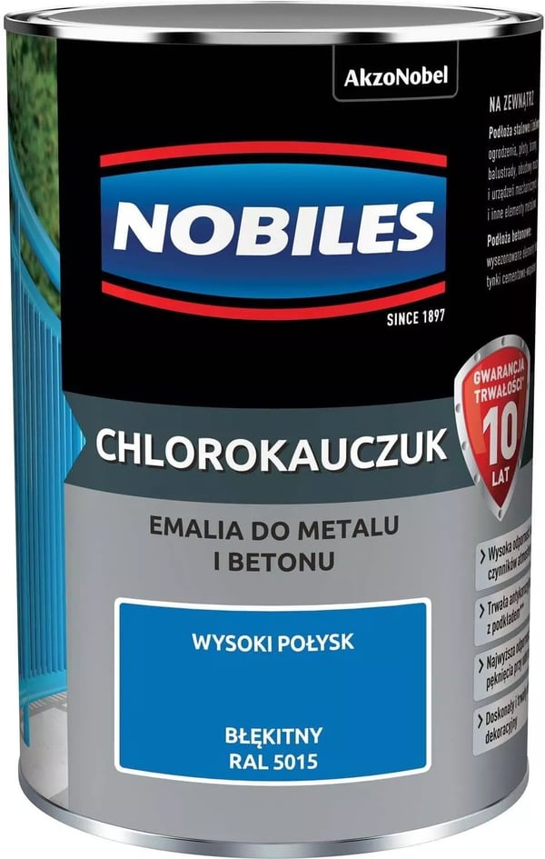 Kloorattu kumiemali, sininen, RAL 5015, 0,9 l - 5 tk 1,0