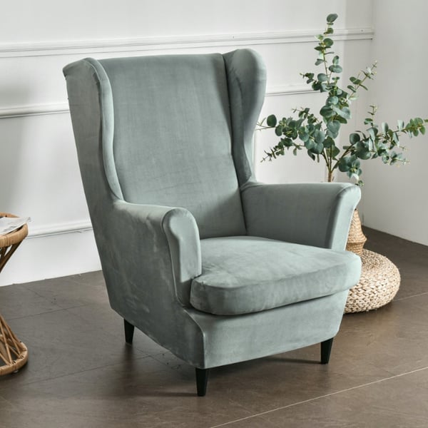 Wingback-tuolin päällinen, joustava, harmaa, helppo puhdistaa, sametti
