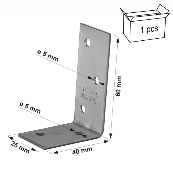 Perforerad vinkelkontakt ANPS204625 40x60x2,0x25mm
