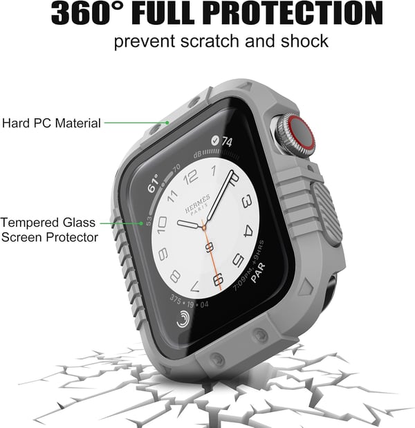 Apple Watch 4/5/6/SE 44mm Urkasse, Forstærket Matgrå