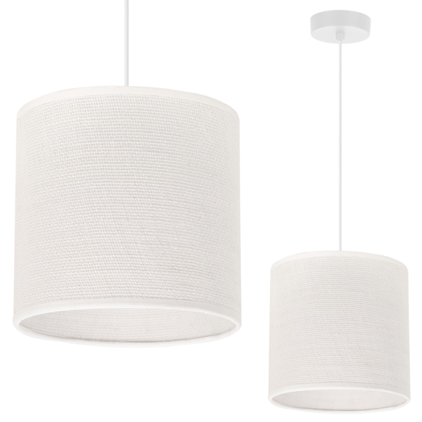 VALKOINEN JUUTTIRIIPPUVALAISIN, 1 LITTEÄ VALKOINEN VARJOSTIN, 15 CM, E27