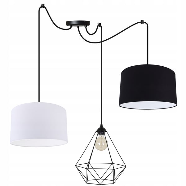 Lofthængende lampe med trådskærm og edderkop