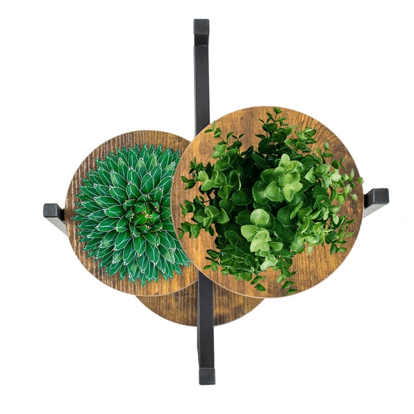 Stående blomsterstativ, metal, sort, træ, blomsterstativ, blomster, planter
