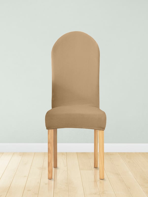 Klädesel stol rundad rygg sammet beige cappuccino