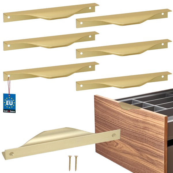 KOTARBAU Modern Edge möbelhandtag aluminium matt guld 160/180 mm set om 6