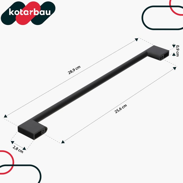 KOTARBAU køkkengreb klassisk moderne aflang mat sort 289 mm afstand 256 mm sæt af 2