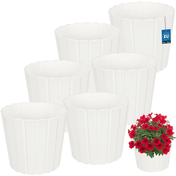 Plastkruka för blommor och örter vit 29 cm 6 st