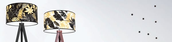GULVLAMPE MED TRIPODSKÆRM GYLDNE BLOMSTER LED