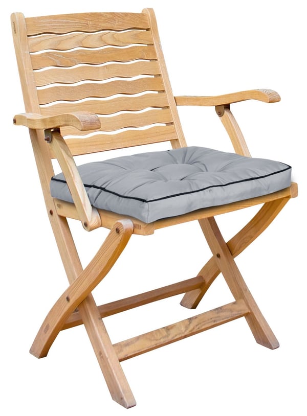 Havepude høj side med piping 50x50 cm mørkegrå