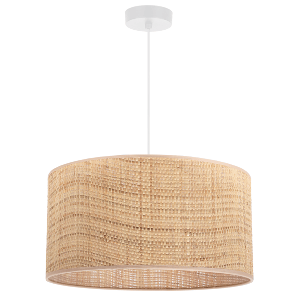 HVID RATTAN HÆNGELAMPE 1 FLAD RATTAN LAMPESKÆRM 40CM
