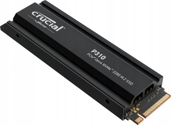 Crucial P310 1TB M.2 PCIe 4.0 NVMe 2280 SSD (7100/6000 MB/s) med køleplade