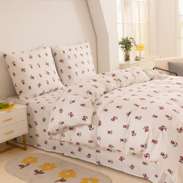 Puuvillaiset vuodevaatteet 200x200 ruusut