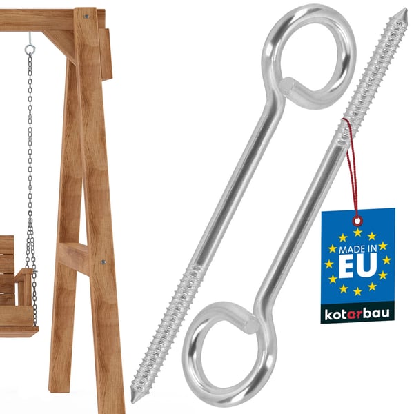 Kotarbau® Kattokiinnityskoukku, kääritty, ruuvattava, ruostumaton teräs, 240 MM, 2 kpl:n sarja