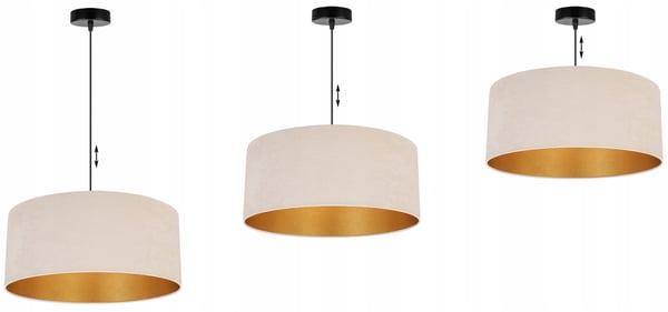 HÆNGENDE LAMPE LOFTSKRONE GYLDEN FLØJLSSKÆRM
