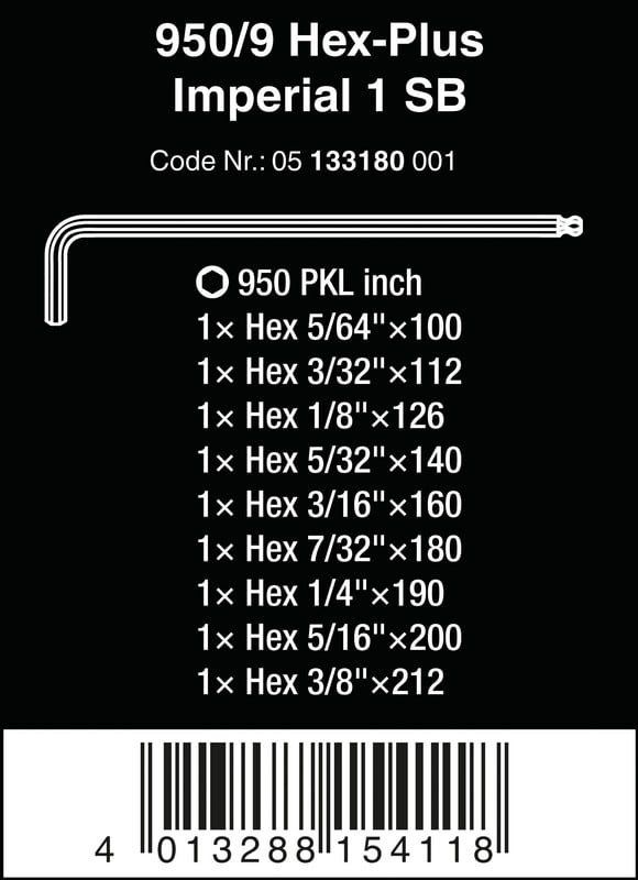 IMPERIAL HEX PLUS -KUULAKÄÄNTÄAVAINSARJA 9 OSAA, - W05133180001
