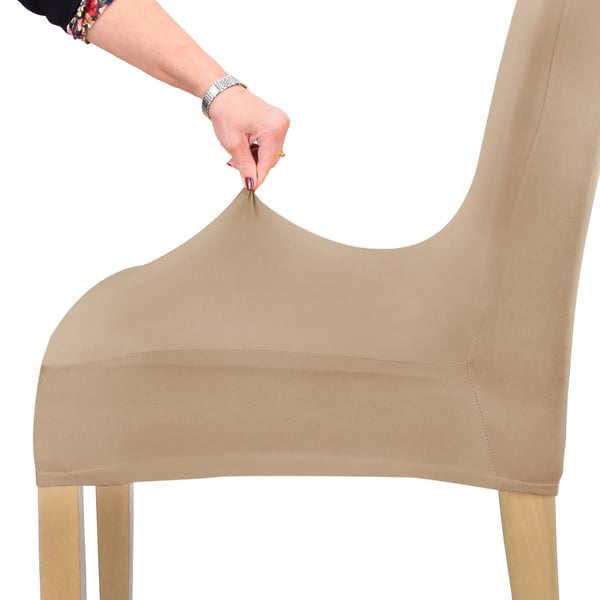 Beige elastiskt stolskydd