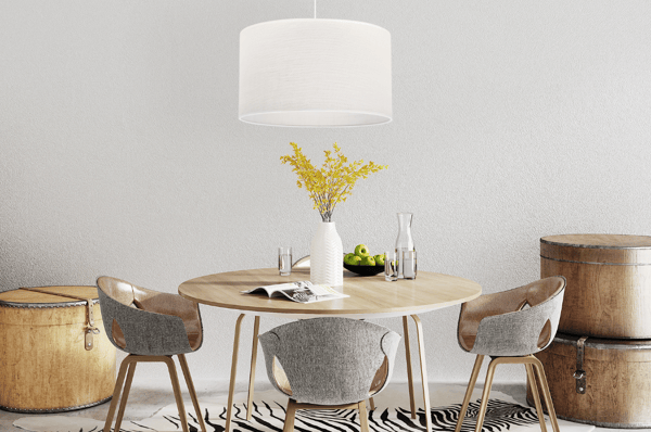 HVID JUTE HÆNGELAMPE 1 FLAD HVID LAMPESKÆRM 40CM E27
