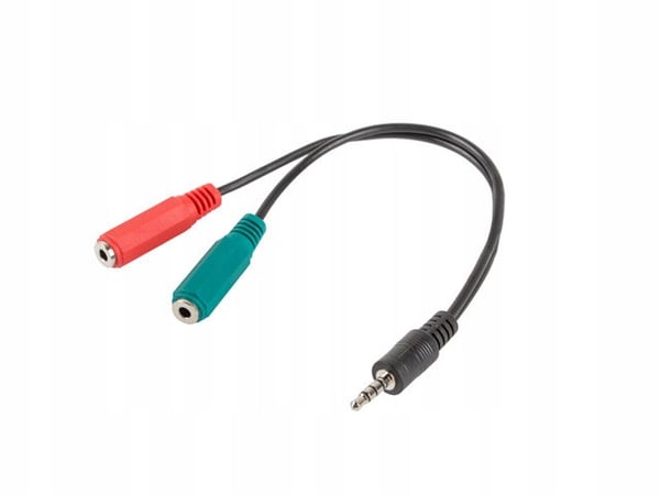 Lanberg Adapterkabel Minijack 3,5 mm 4-bens (han) -> 2x Minijack 3,5 mm 3-bens (hun) (hovedtelefoner + mikrofon) 0,2m sort