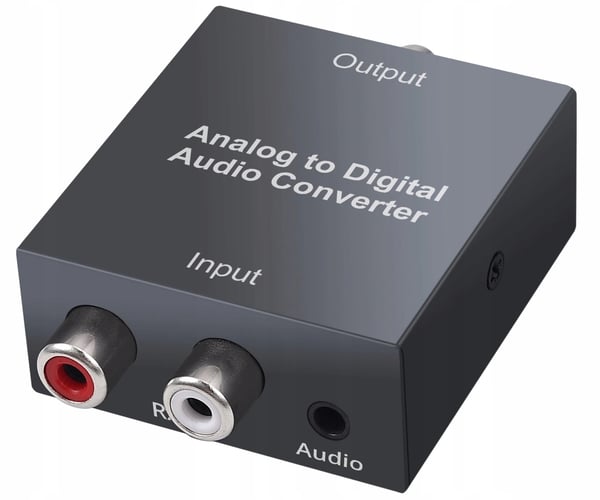 CINCH 2xRCA TILL TOSLINK SPDIF-OMVANDLARE AUX-ADAPTER ANALOG -> DIGITAL