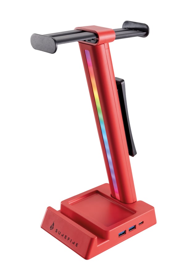 SureFire Vinson N2 Dual Balance Gaming RGB MF Headset Stand 2xUSB 3.0 USB-C Rød