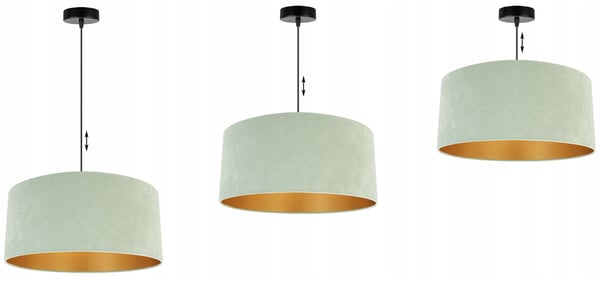 HÆNGENDE LAMPE LOFTSKRONE GYLDEN FLØJLSSKÆRM