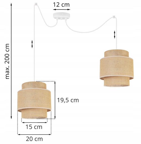 Hængende lampe, loftslysekrone, lampeskærm, boho juta