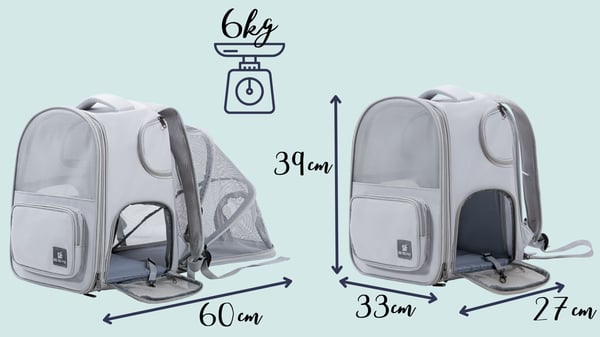 Reppu- ja kantolaukku pienelle kissalle ja koiralle 7,5 kg