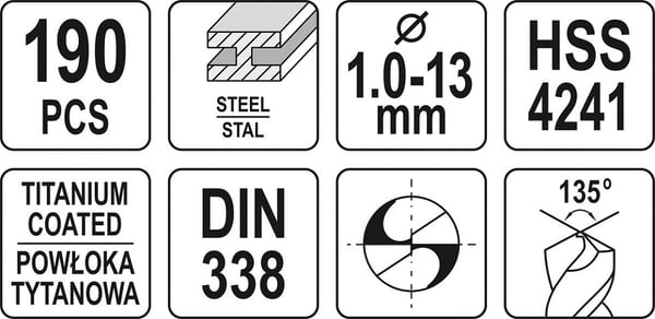 METALLBORRSATS 190 DELAR 1-13MM - YT-44677