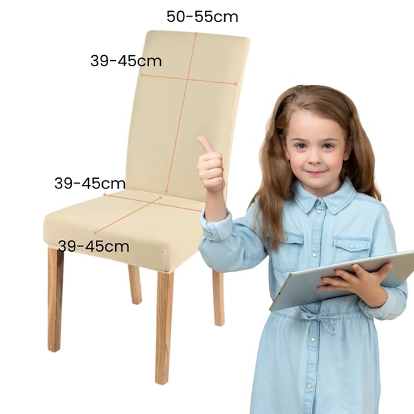 Tuolinpäälliset, 6 kpl, joustavat, yleismalliset, vaalea beige