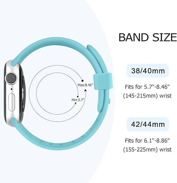 Silikonirannekkeet Apple Watch 1/2/3/4/5/6/7/8/9/SE 38/40/41 -kellolle (4 kpl)