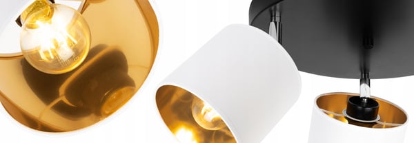 GAMA loftlampe, justerbar lysvinkel, 3 E27 pærer, hvid, gylden midte
