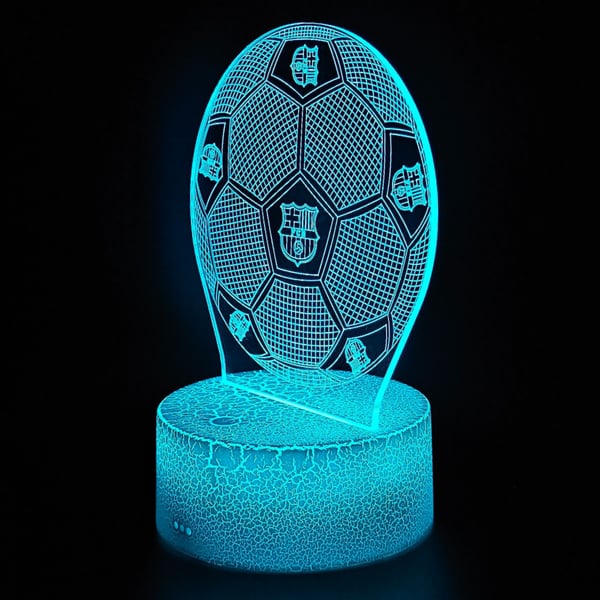 Nattbordslampa för barn FC Barcelonas fotbollsvapensköld 16 LED 3D + fjärrkontroll