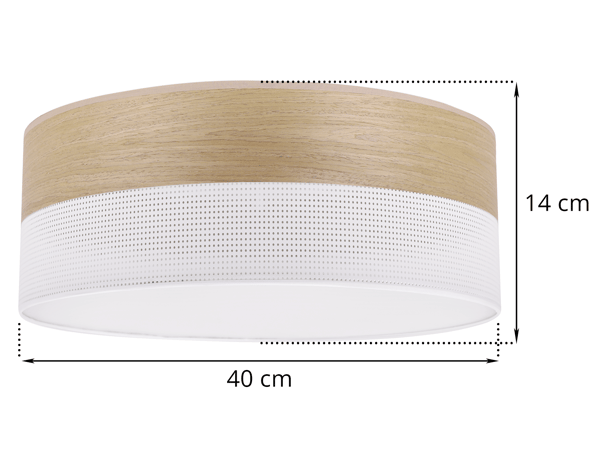Loftlampe i træplexi, hvid, 40 cm, gylden eg