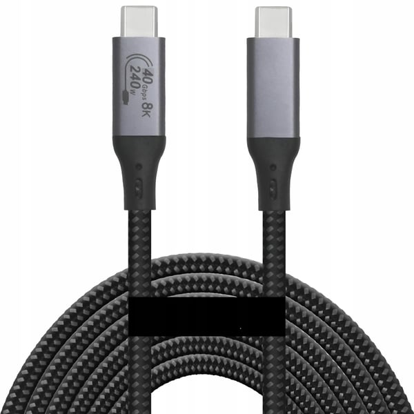 USB4 Thunderbolt 4 KABEL 240W 40Gbps 120Hz USB C KABEL NYLONFLETET 0,5M