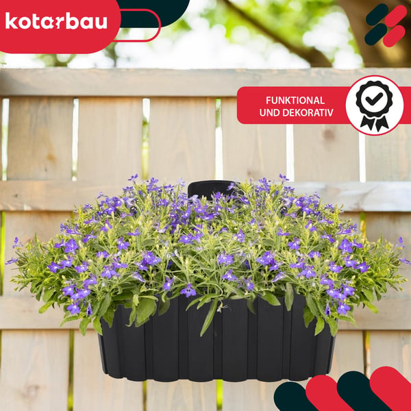 Vägghängande blomkruka med handtag antracit 28 cm set om 2