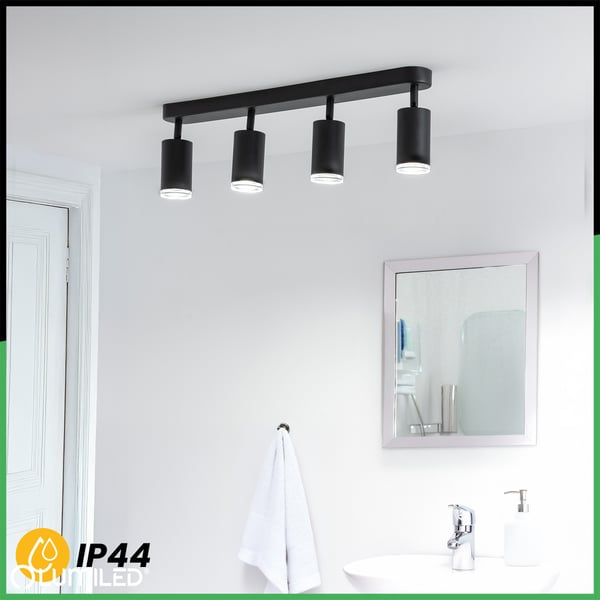 Taklampa reflektorspot LED 4x GU10 IP44 ADERO svart Lumiled