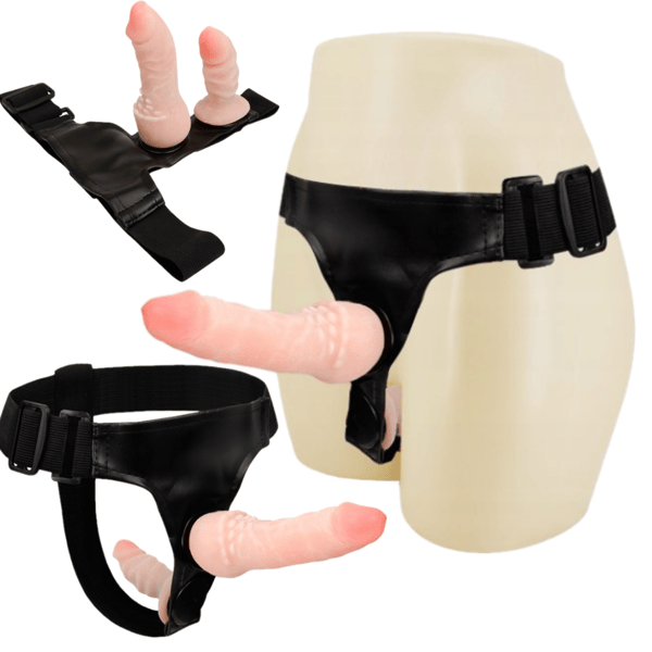 Lybaile dubbel strap-on två dildos för delad penetration
