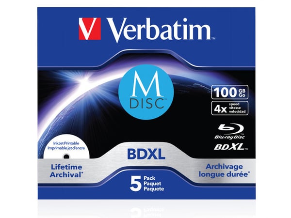 M-disc BD-R Verbatim 100GB X4 Printbar (5 Jewel Case)