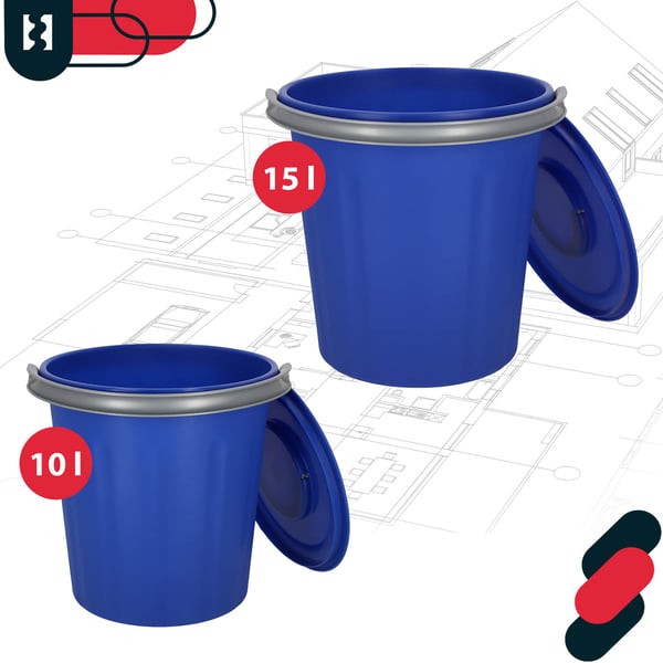 KOTARBAU® Spand med låg og håndtag, plastik, marineblå, 15 l