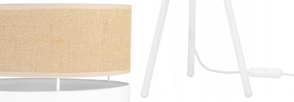 BORDLAMPE JUTE LAMPESKÆRM 20 CM HVID