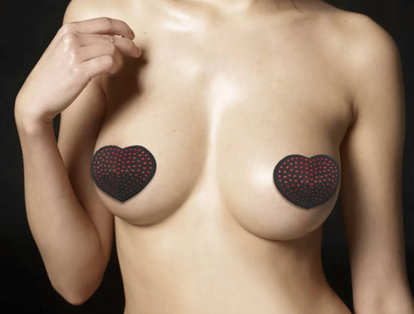 Lovetoy rintaliivit nippelkoristeilla mustalla ja punaisia timanteilla