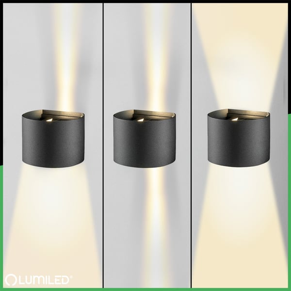 Vägglampa för utomhus LED 2x3W 4000K justerbar upp och ner svart PINUS LUMILED