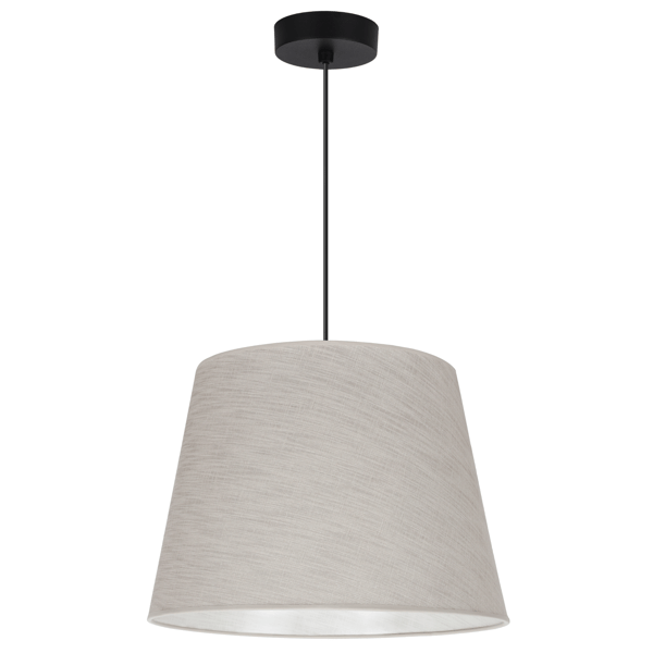 Hængelampe, linnedkegle, sort, 1 flad, lys beige lampeskærm, L02 38cm