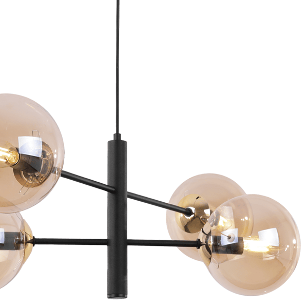 VICENZA SORT OG GULD HÆNGELAMPE 4 FLAD HONNINGLAMPE E14