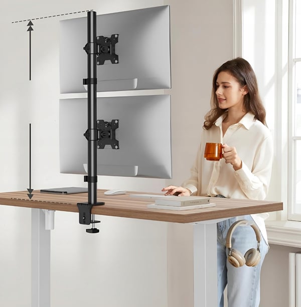 VERTIKAL bordbeslag til 2 skærme 13-32" VESA 75 100 Vertikal justerbar