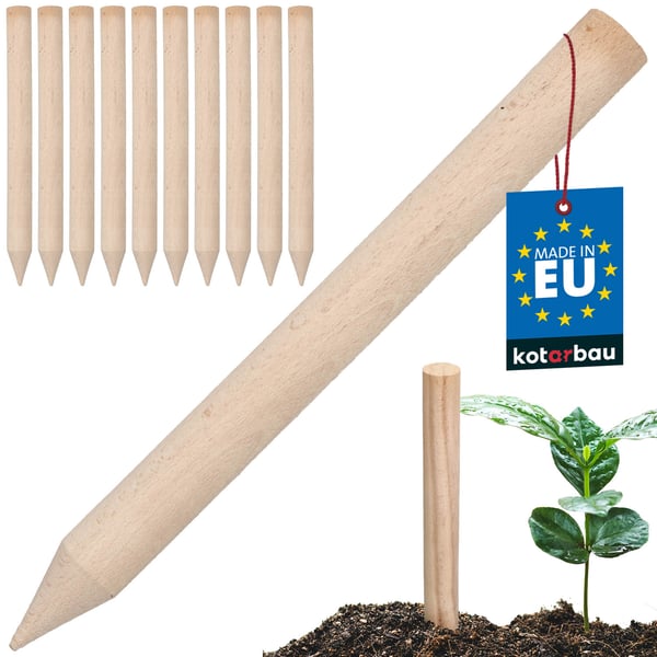 KOTARBAU Geodetiska träpåkar i bok för tomater grönsaker träd 30 cm set om 10