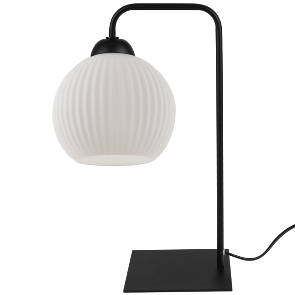 RIFFLE BORDLAMPE SORT 1 FLAD HVID LAMPESKÆRM KUGLET E27